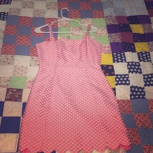 Fit and Flare Pink Polka Dot Dress